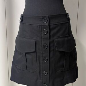 Black Button-Front Skirt with Pockets